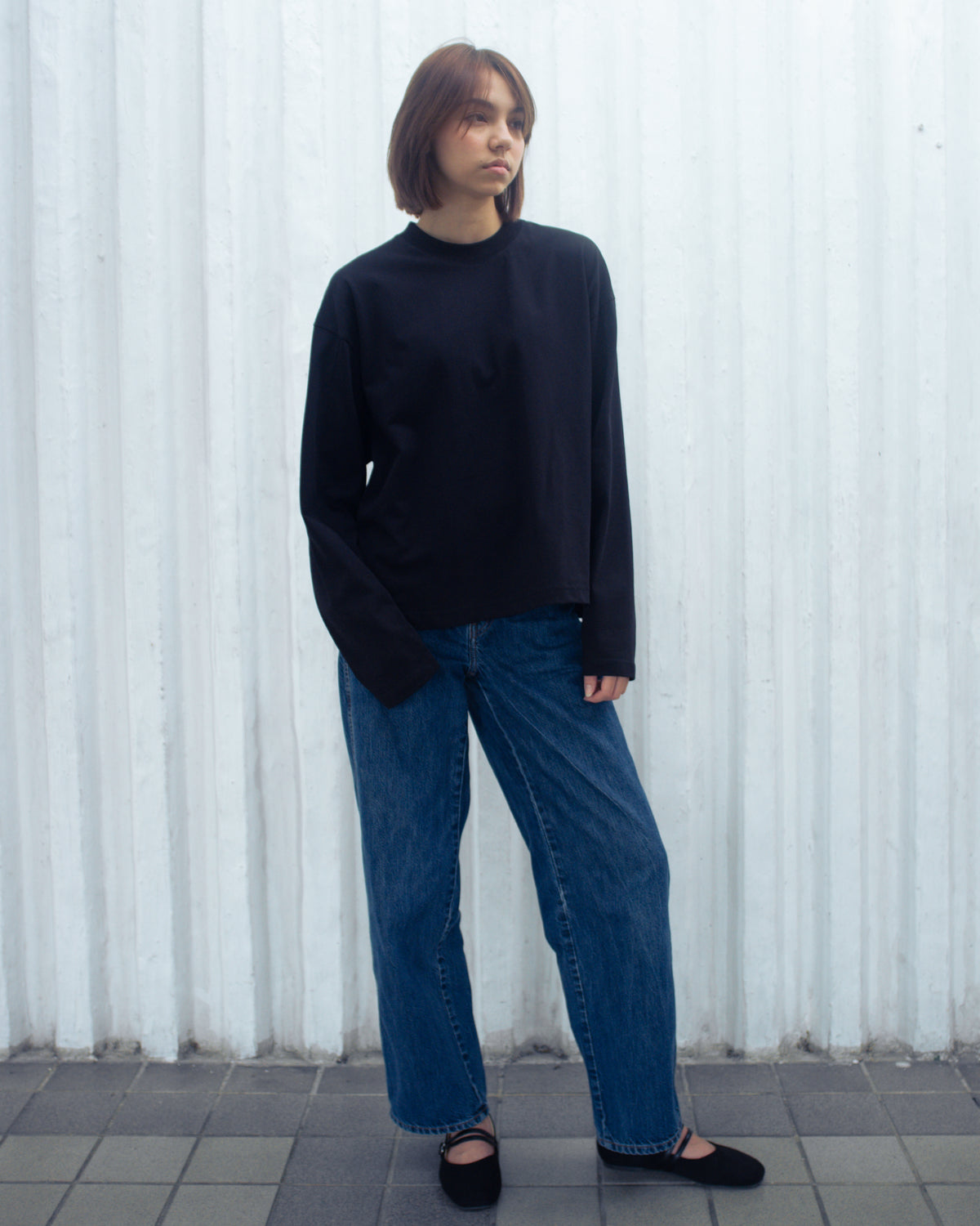 As Boxy L/S Tee Black